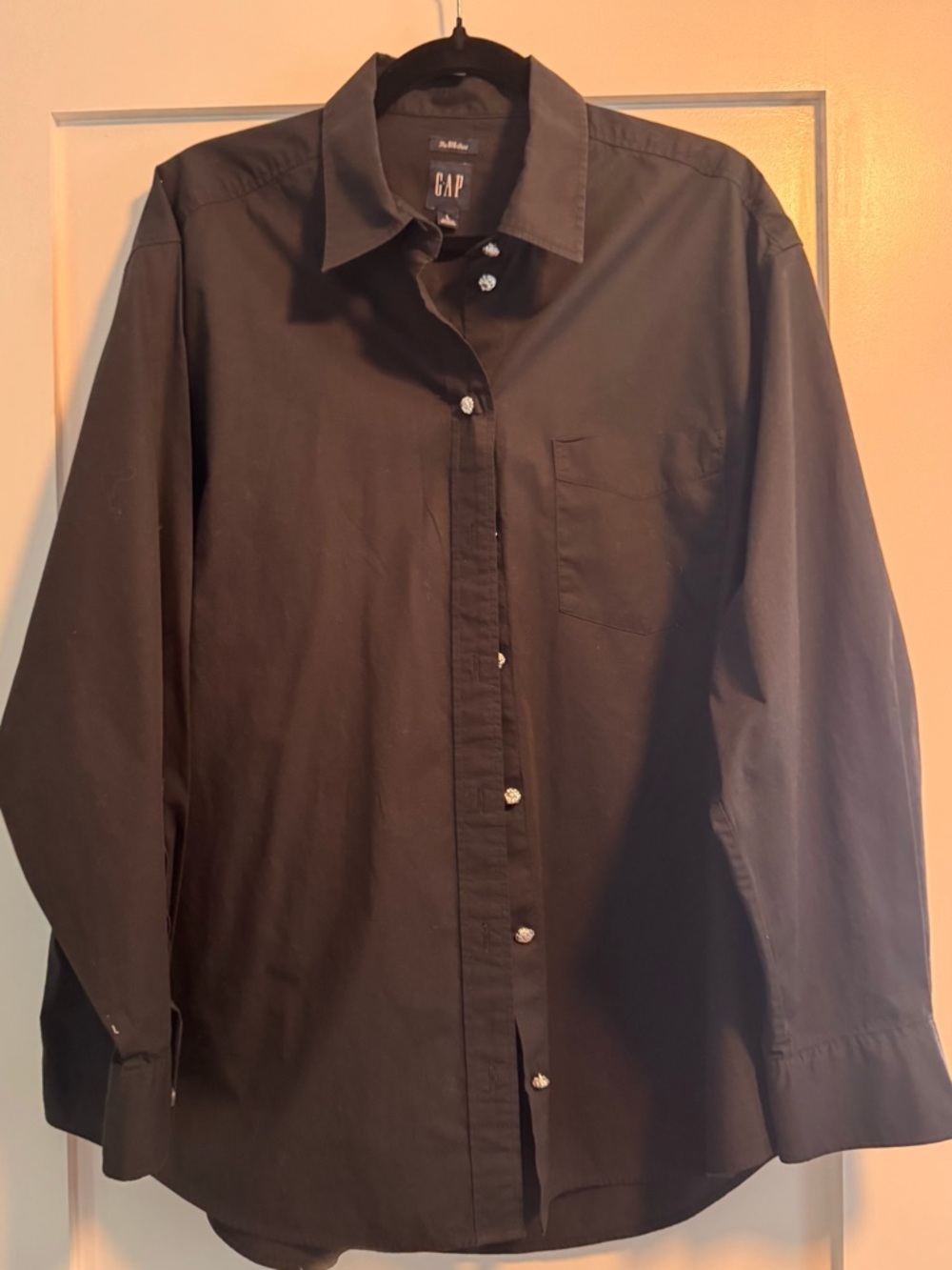 GAP “The Big Shirt” Black Rhinestone Button-Up Dress Shirt